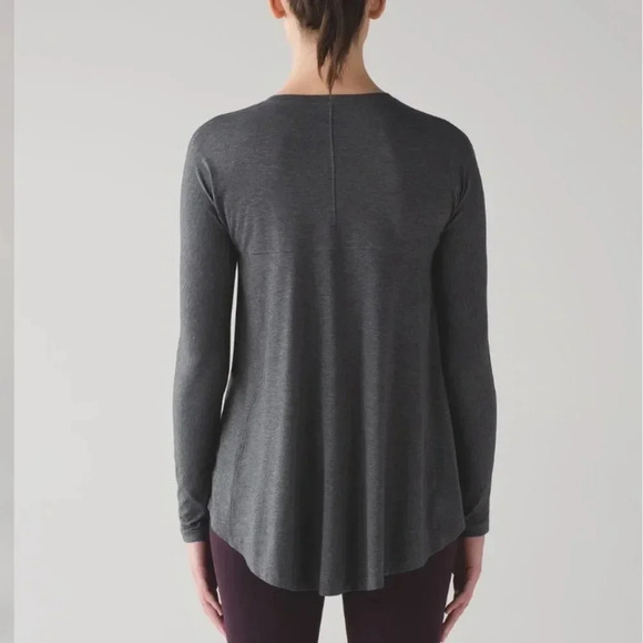 Lululemon Acadia Grey Long Sleeve Pima Cotton Hi Low Flare Flowy Hem Small - Picture 10 of 15